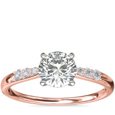 14k 玫瑰金小巧鑽石訂婚戒指（1/10 克拉總重量）